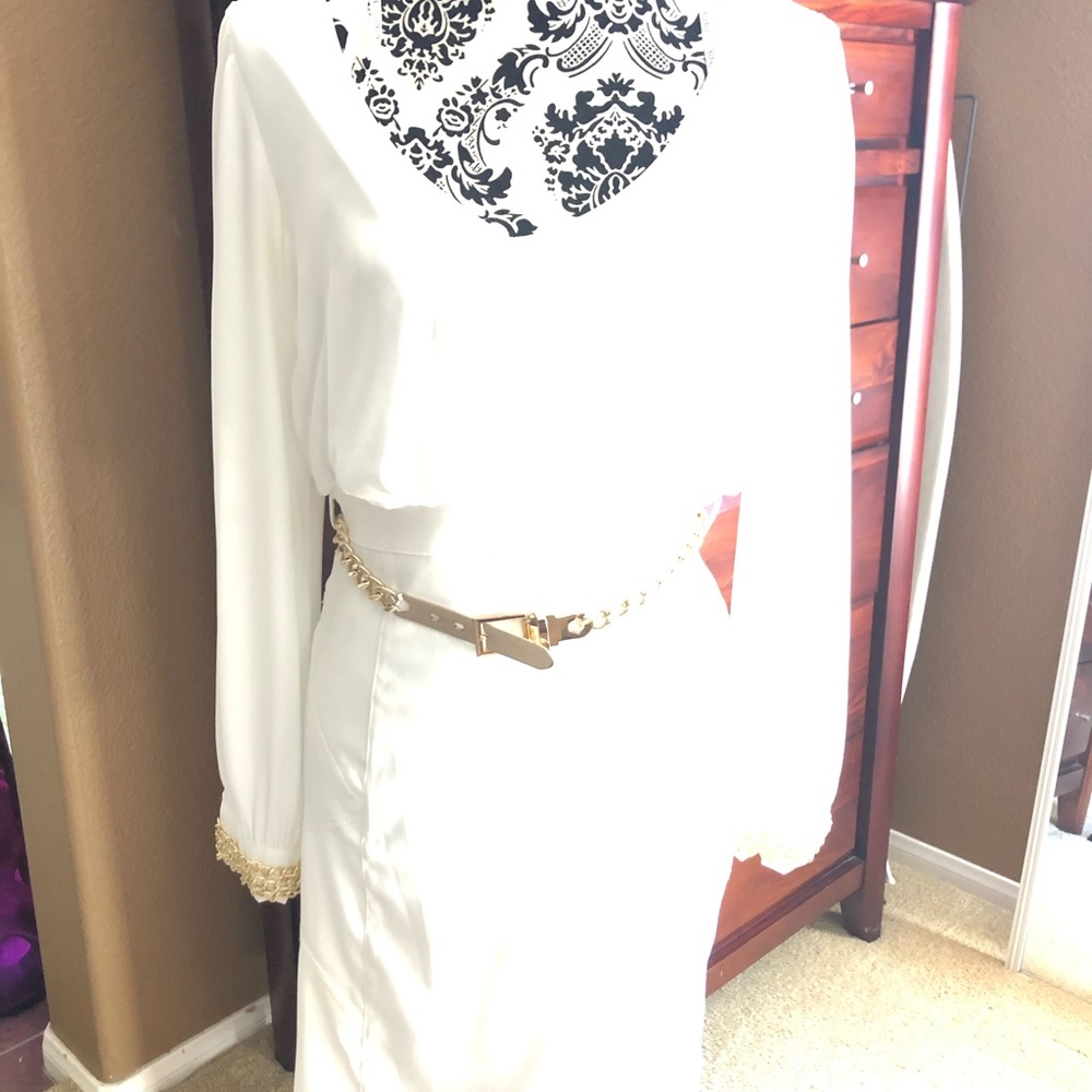 above the knee dress with gold accents